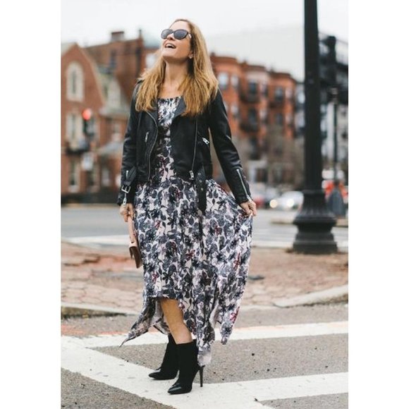 Maje Rimba Floral & Monkey Printed Hankerchief Midi Dress - Picture 3 of 16